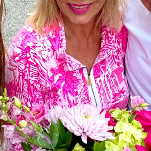 Lilly Pulitzer Skipper Popover UPF Pink White - Picture 3 of 3